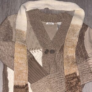 Brown and Cream Sweater and Scarf